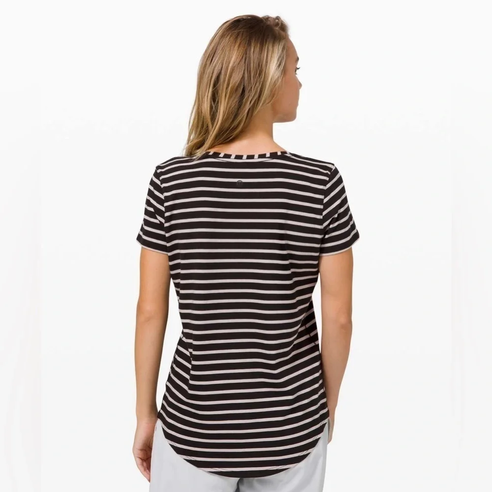 Lululemon Love Tee V Yachtie Stripe Black Chrome